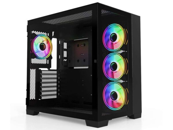SAMA A711 Tempered Glass 4x ARGB Fans Type-C ATX Mid Tower Gaming Computer Case Black