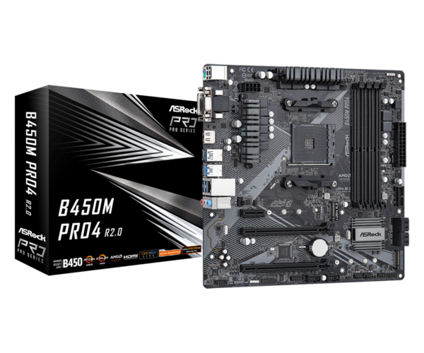 ASRock B450M PRO4 R2.0 AM4 AMD Promontory SATA 6Gb/s Micro ATX AMD Motherboard