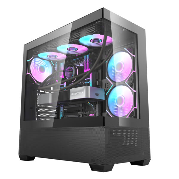 Darkflash DS900 Air Panoramic Full Vision Tempered Glass Slide Panel Luxury PC Gaming Case (Black)