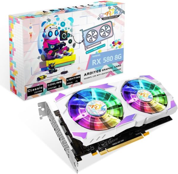AMD Radeon RX 580 2048SP 8G Graphic Cards (with RGB Fans) Gaming Gpu Card
