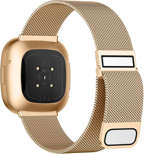Fitbit Versa 3/Versa 4 and Fitbit Sense/Sense 2 Smartwatch, Stylish Fashionable Stainless Steel Milanese Metal Loop Wristbands