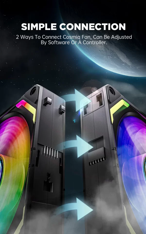 AsiaHorse COSMIQ Uni Fan Daisy Chain 120mm RGB Gaming Computer Case Fans 3Pack