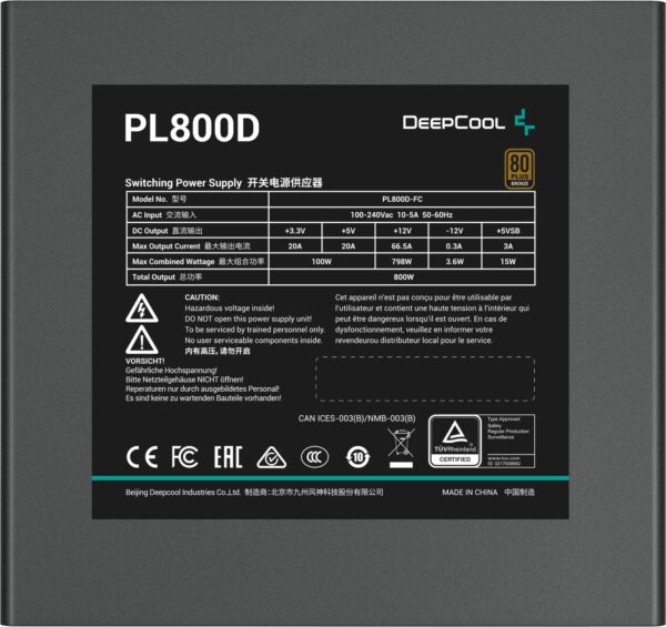DeepCool PL800D 800W 80 Plus Bronze ATX 3.0 Desktop Power Supply