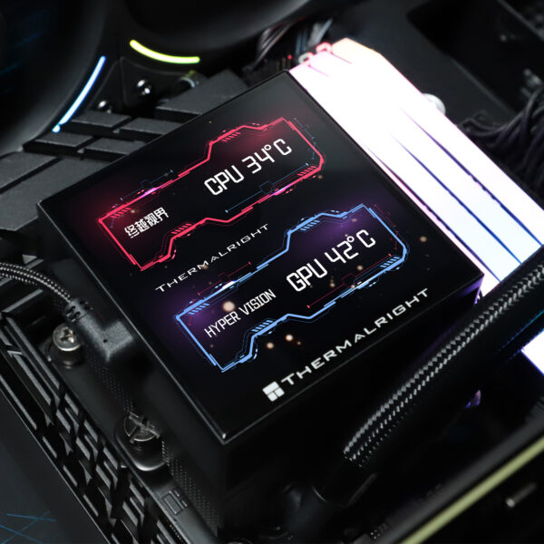 Thermalright Hyper Vision 360 UB ARGB Black 3.95in Magnet-Absorbent LCD Screen with 480x480 Resolution AIO CPU Liquid Cooler