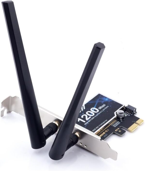 AC1200 PCIe WiFi Card for Gaming Desktop PC Bluetooth Dual Band Wireless Network Card For Gaming and Streaming