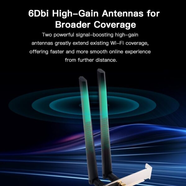 AC1200 PCIe WiFi Card for Gaming Desktop PC Bluetooth Dual Band Wireless Network Card For Gaming and Streaming