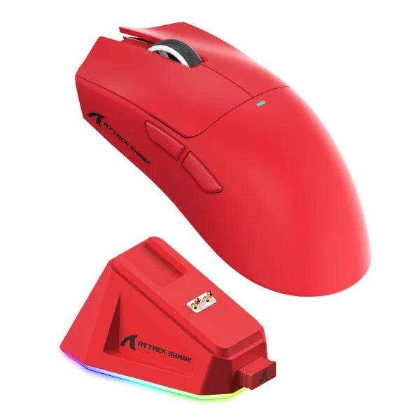 ATTACK SHARK X11 Lightweight Wireless Gaming Mouse with RGB Charging Dock,Tri-Mode-2.4G/USB-C Wired/BT,22K DPI for PC/Mac