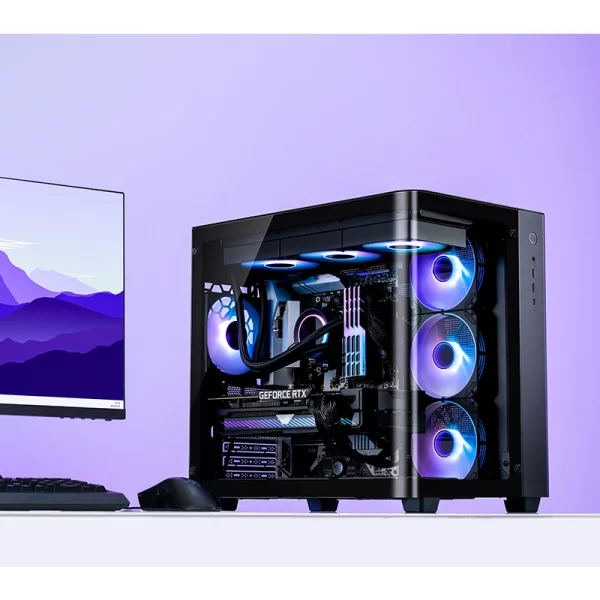 JONSBO TK-3 One-Piece Curved Glass ATX Mid Tower Gaming Pc Case Black