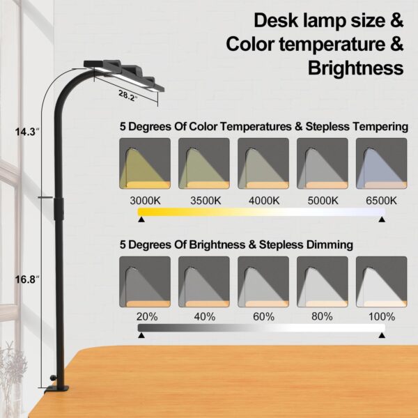 Led Desk Lamp with Clamp Flexible Gooseneck FDDL03-R Office