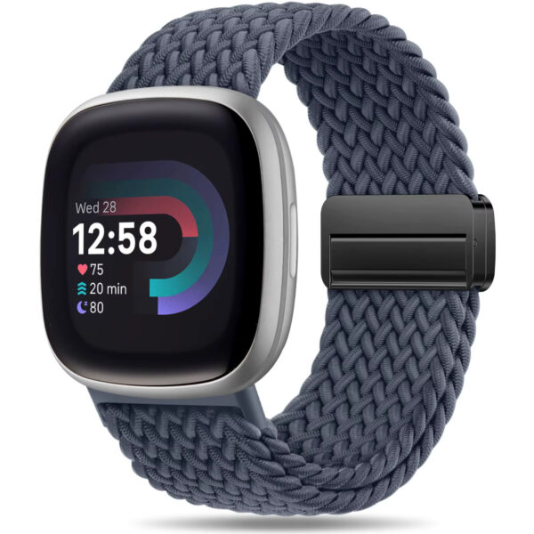 Fitbit Sense,Versa 3 4 Sports Smart Watch Strap Nylon Braided Loop Magnetic Buckle